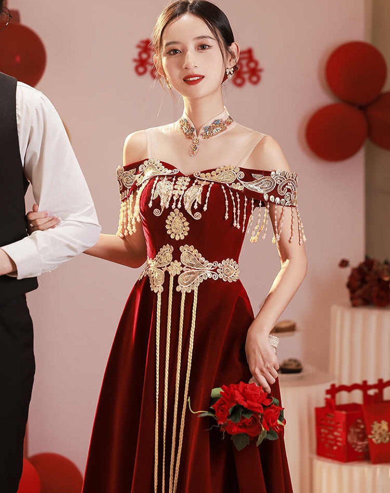 Luxury Lifestyle Dress - 중국식 토스트 드레스 신부의 치파오 작은