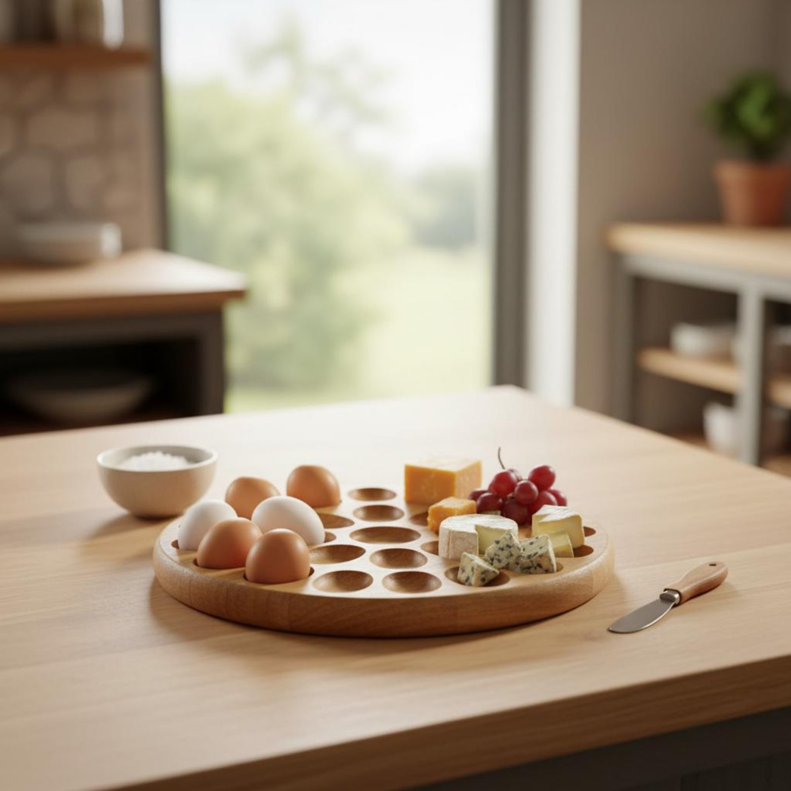 양면 사용 가능한 원형 나무 트레이, 천연 나무 양면  - Wooden Serving Tray 리뷰 및 가격