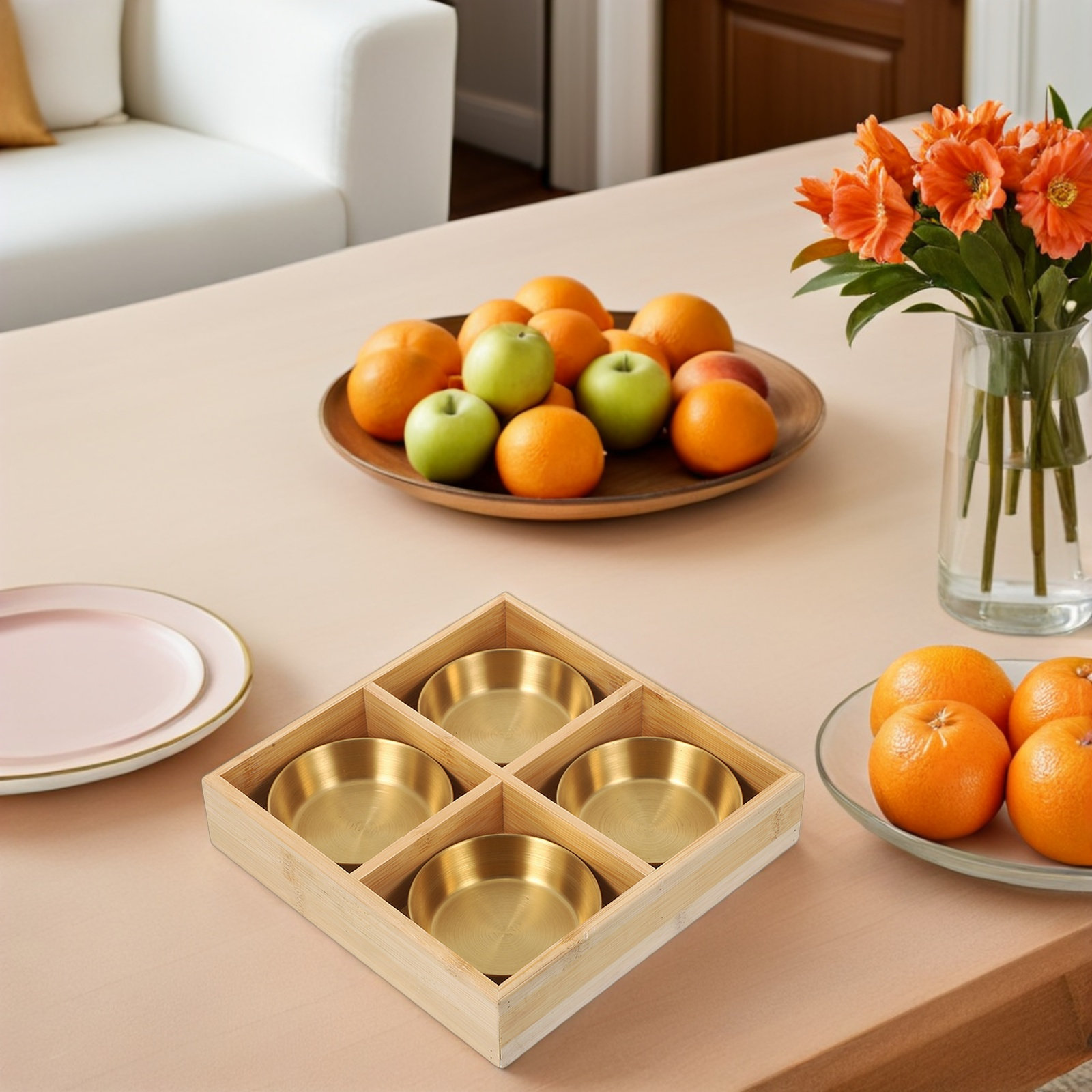 4칸짜리 대나무 서빙 트레이, 나무로 된 분리형 핫팟  - Wooden Serving Tray 리뷰 및 가격