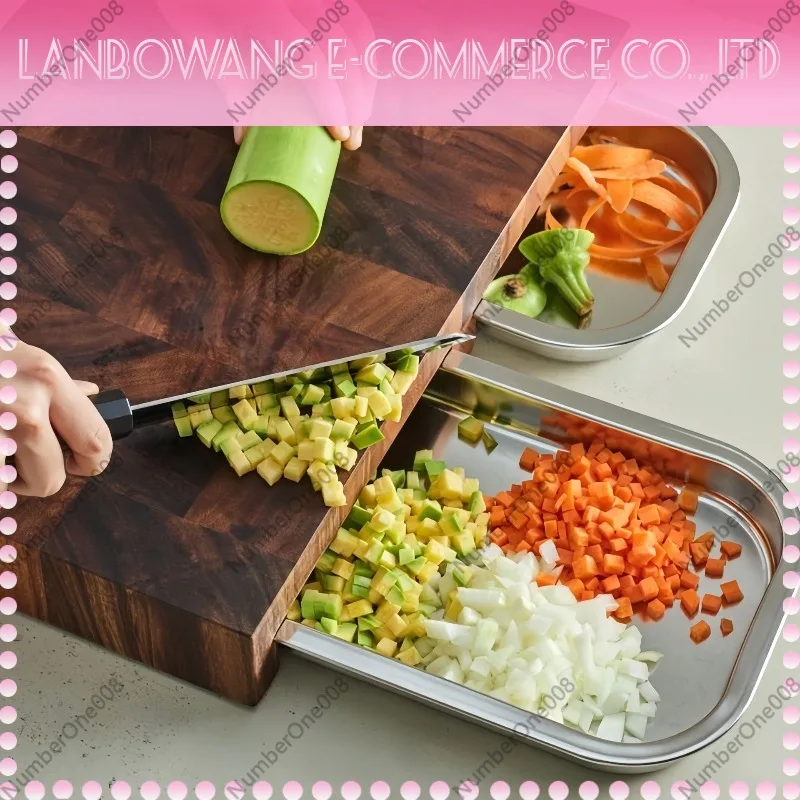 스테인리스 스틸 트레이가 있는 호두나무 도마, 주방용  - Wooden Serving Tray 리뷰 및 가격
